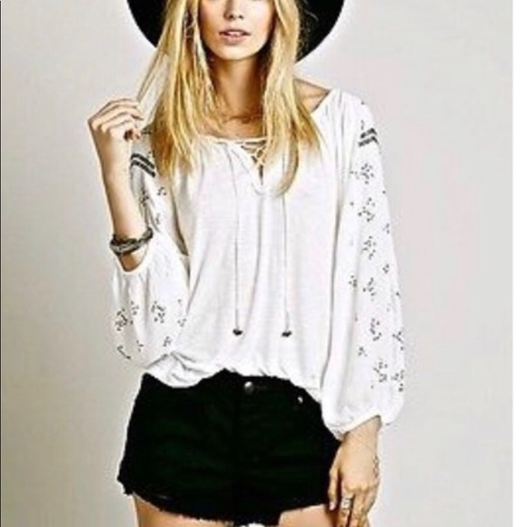 Free People Tops - Free People embellished peasant sleeve top